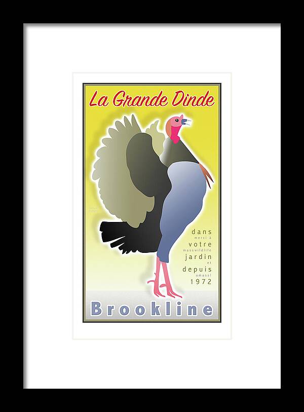 Brookline Turkeys Framed Print featuring the digital art La Grande Dinde by Caroline Barnes