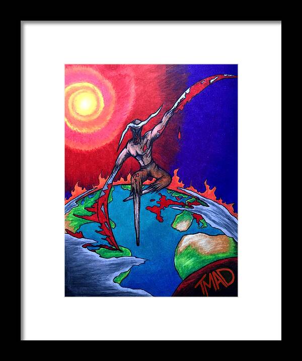 Michael Tmad Finney Framed Print featuring the mixed media la Grande Reaper by Michael TMAD Finney