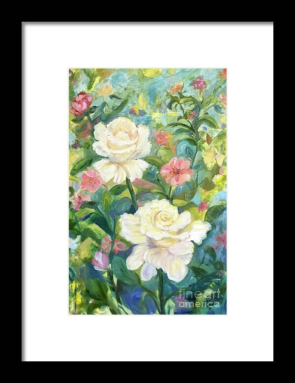 Roses Framed Print featuring the painting La Jolla Garden by Patsy Walton