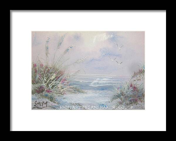 Oil Painting Framed Print featuring the painting La Mata Waves by Sam Shaker