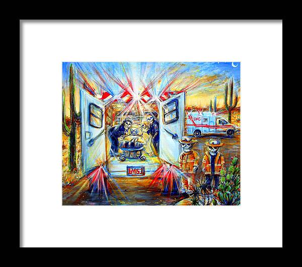 Day Of The Dead Framed Print featuring the painting La Paramedica by Heather Calderon