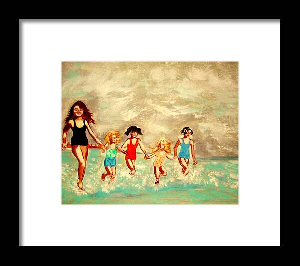 France Framed Print featuring the painting La Plage by Rusty Gladdish