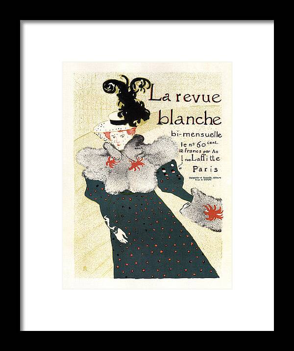 Vintage Framed Print featuring the mixed media La Revue Blanche - Magazine Cover - Vintage Advertising Poster by Studio Grafiikka