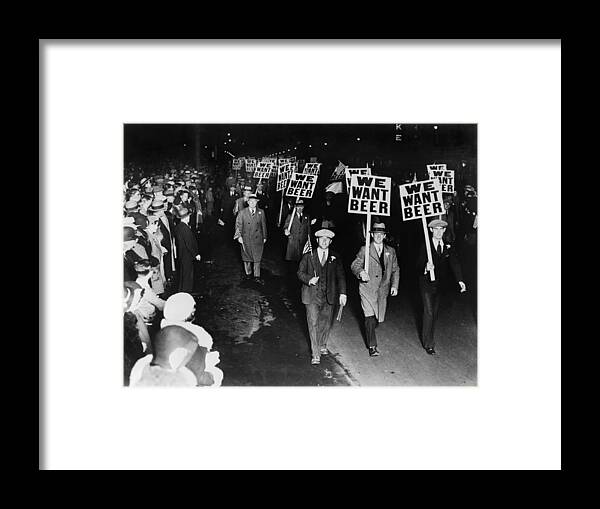 Historical Framed Print featuring the photograph Labor Union Members Protesting by Everett