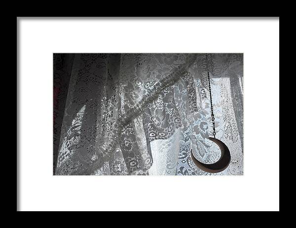 Lace Framed Print featuring the photograph Lace and Crescent - white by ShaddowCat Arts - Sherry