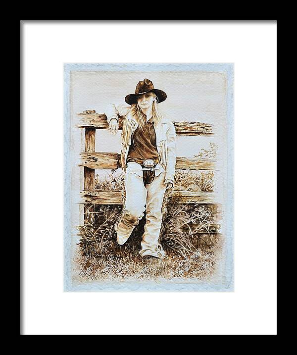 Western Paintings Framed Print featuring the painting Lace And Latigo by Traci Goebel