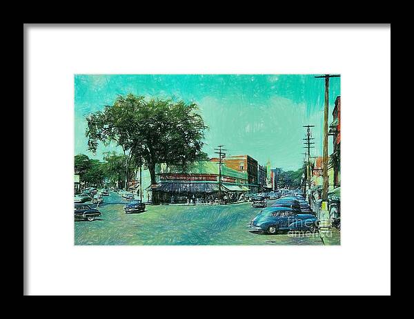 1950 Laconia Nh Done In Colored Pencil Framed Print featuring the photograph Laconia N H Colored Pencil by Mim White