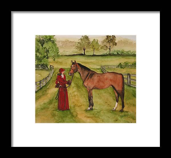 Horse Framed Print featuring the painting Lady and Horse by Jean Blackmer