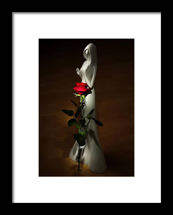 Floral Framed Print featuring the photograph Lady and Rose by Svetlana Sewell