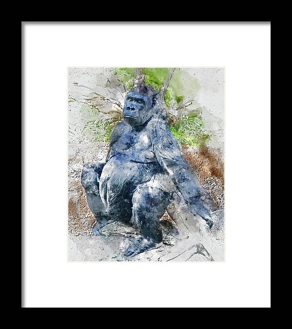Gorilla Framed Print featuring the photograph Lady Gorilla Sitting Deep in Thought by Anthony Murphy