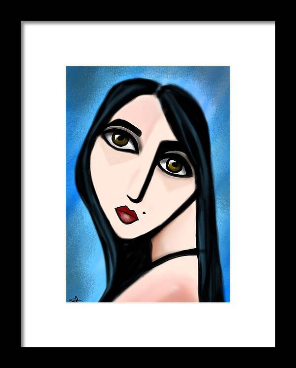 Faces Framed Print featuring the digital art Lady in blue by Kathleen Hromada