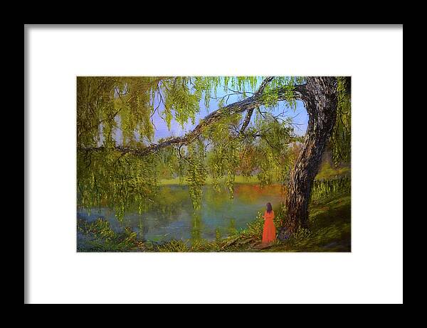 Lady Framed Print featuring the painting Lady In Pink by Michael Mrozik