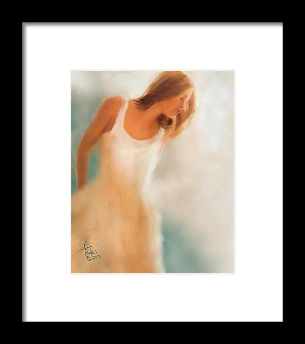 Woman Framed Print featuring the painting Lady in White by Colleen Taylor