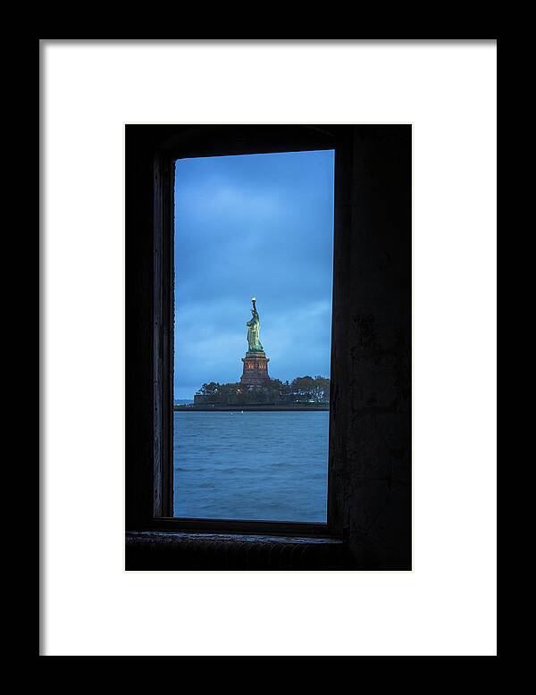 Jersey City New Jersey Framed Print featuring the photograph Lady Liberty View by Tom Singleton