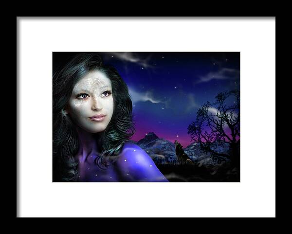 Moon Framed Print featuring the digital art Lady Moon by Alessandro Della Pietra
