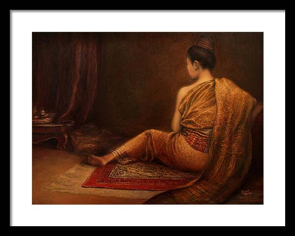Lao Woman Framed Print featuring the painting Lady of the Palace by Sompaseuth Chounlamany