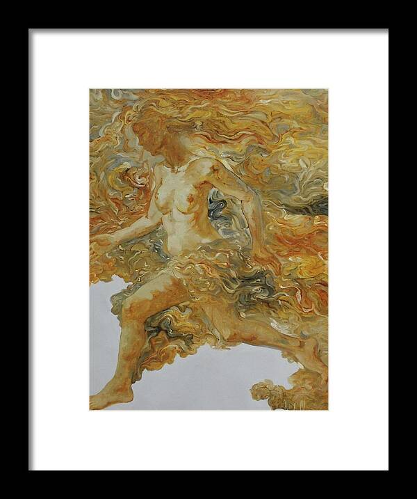 Lady Framed Print featuring the painting Lady Runner by Gong Wei