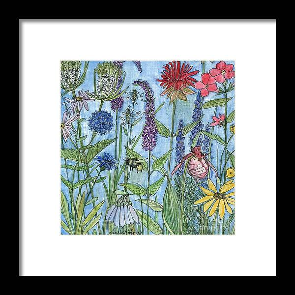 Laurie Rohner Framed Print featuring the painting Lady Slipper in my Garden by Laurie Rohner
