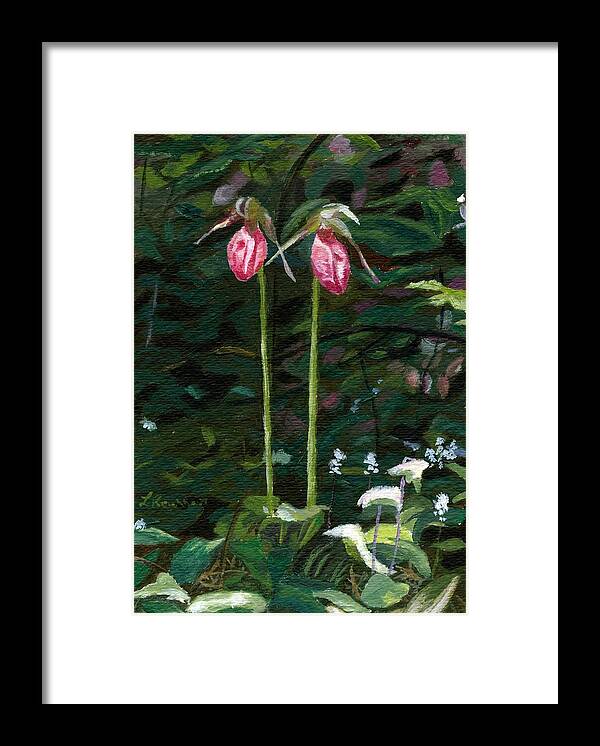 Lady Slipper Framed Print featuring the painting Lady Slipper by Lynne Reichhart