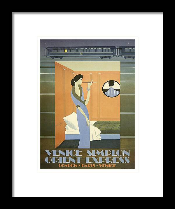 Lady Framed Print featuring the painting Lady smoking in couchette, railway poster by Long Shot