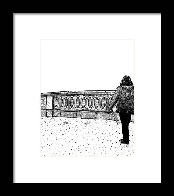 Drawing Framed Print featuring the drawing Lady Walking by Karl Addison