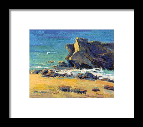 Beach Framed Print featuring the painting Laguna Rocks 2 by Konnie Kim