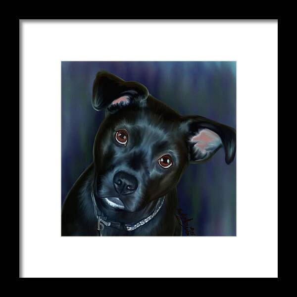 Laila Framed Print featuring the painting Laila in Blue by Becky Herrera