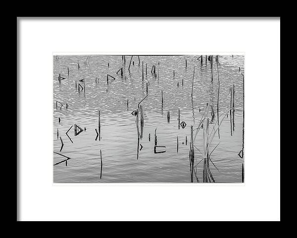 Abstract Lines Shapes Framed Print featuring the photograph Lake abstract by Carolyn D'Alessandro