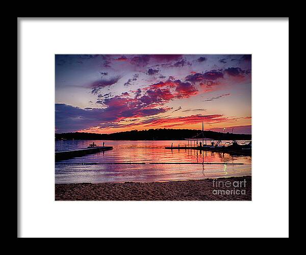 Lake Hopatcong Framed Print featuring the photograph Lake Beach Sunset by Mark Miller