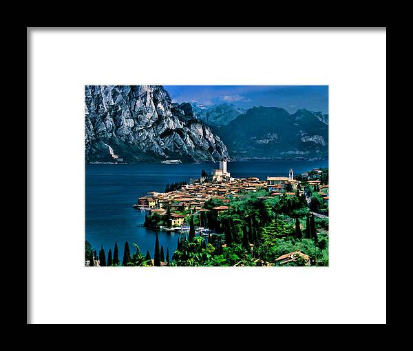 Lake Garda Framed Print featuring the painting Lake Garda by Dean Wittle