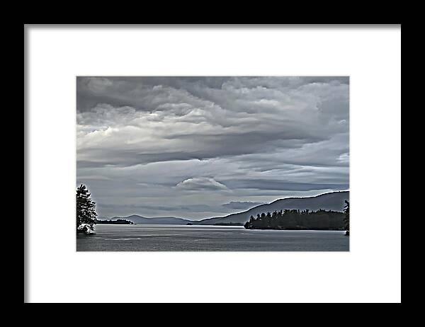 Landscape Framed Print featuring the photograph Lake George Rain and Clouds by Russ Considine
