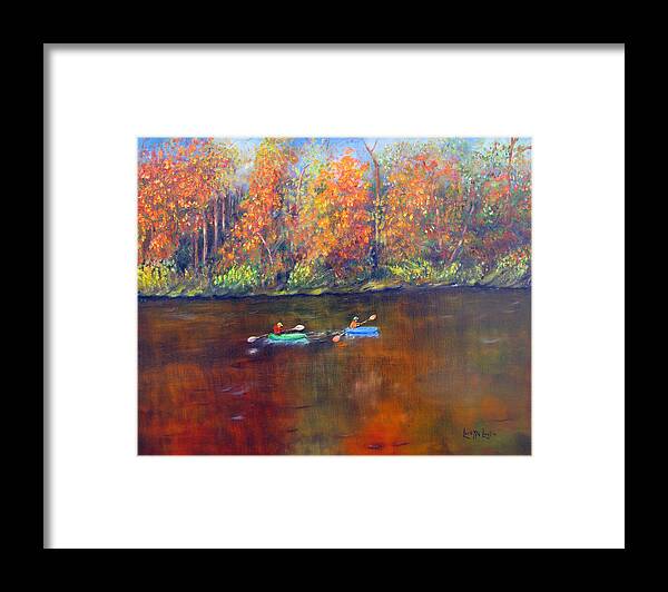 Lake Nockamixon Framed Print featuring the painting Lake Nockamixon Autumn by Loretta Luglio