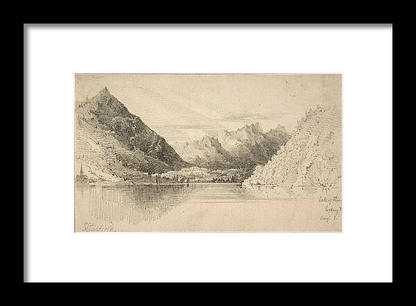 Clarkson Frederick Stanfield Framed Print featuring the drawing Lake of Thun looking North by Clarkson Frederick Stanfield