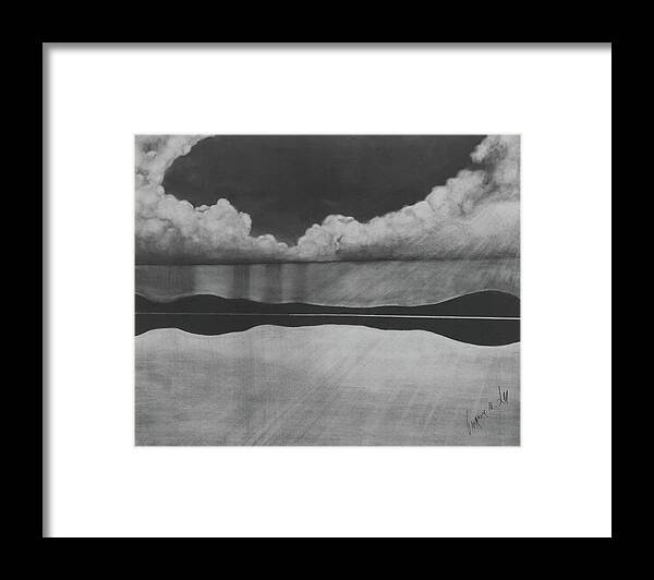 Lake Framed Print featuring the drawing Lake Reflection by Gregory Lee