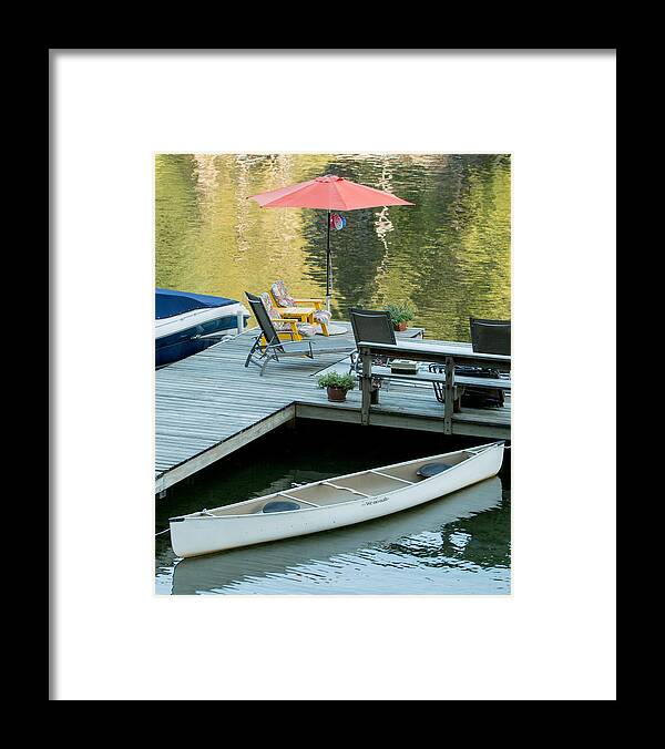 Mason Lake Framed Print featuring the photograph Lake-side Dock by E Faithe Lester