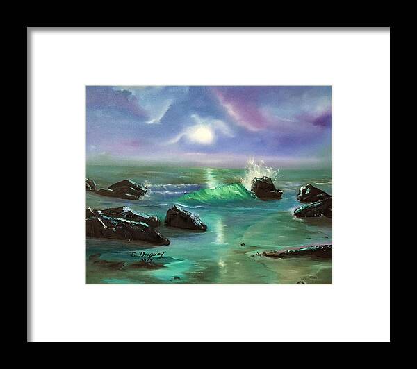  Luminous Framed Print featuring the painting Lake Superior Evening by Sharon Duguay