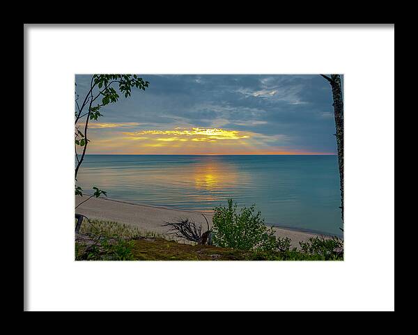 Lake Superior Framed Print featuring the photograph Lake Superior Sunset by Gary McCormick