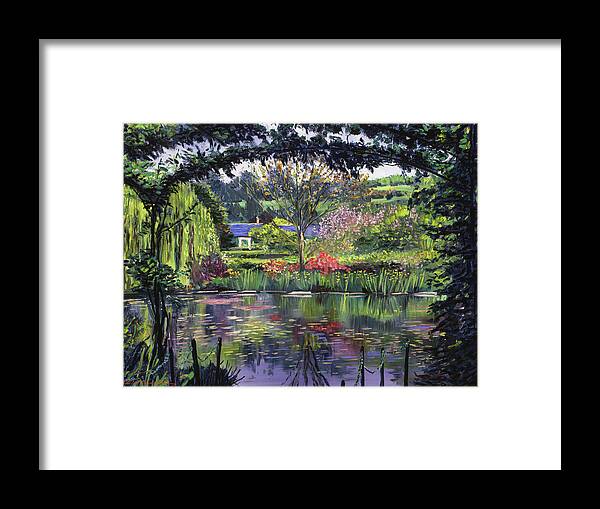 Landscapes Framed Print featuring the painting Lakeside Giverny by David Lloyd Glover