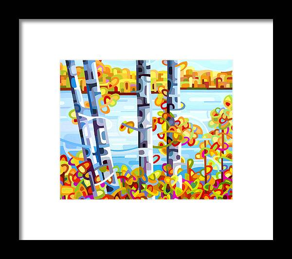 Fine Art Framed Print featuring the painting Lakeside by Mandy Budan