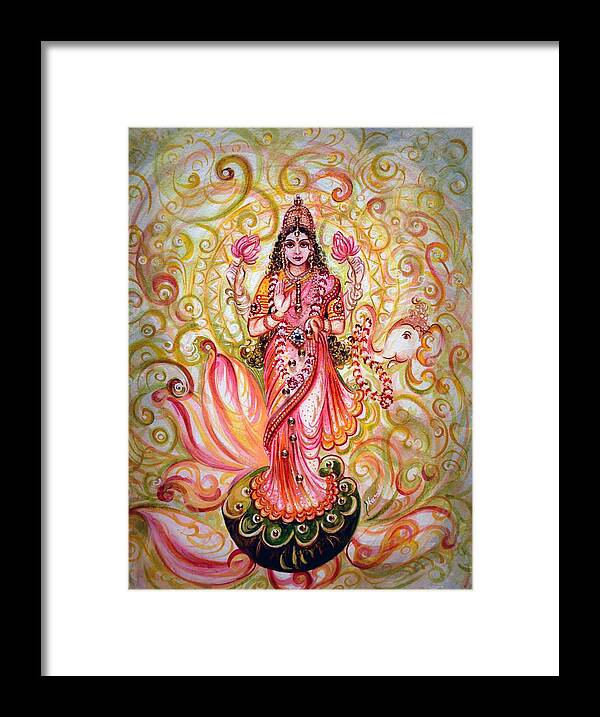 Lakshmi Framed Print featuring the painting Lakshmi Darshanam by Harsh Malik