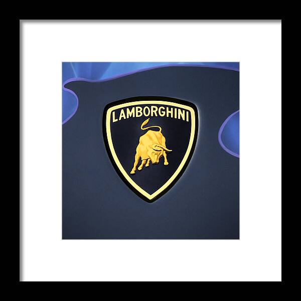 Lamborghini Emblem Framed Print featuring the photograph Lamborghini Emblem by Mike McGlothlen