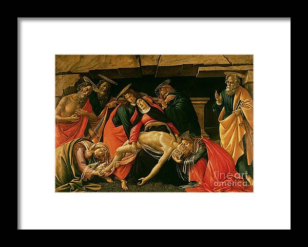 Lamentation Framed Print featuring the painting Lamentation of Christ by Sandro Botticelli