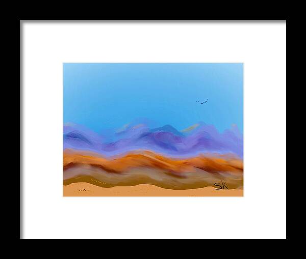 Landscape Framed Print featuring the digital art Land Lines by Sherry Killam
