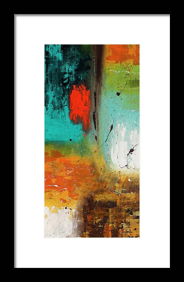 Abstract Art Framed Print featuring the painting Landmarks by Carmen Guedez