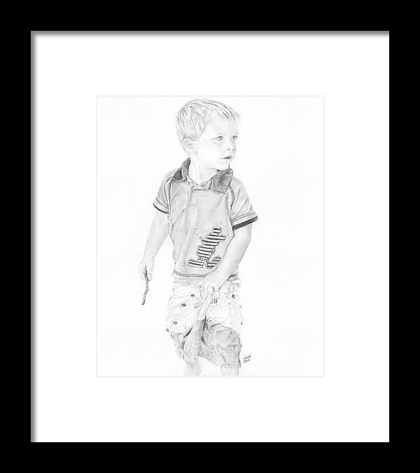 Portrait Framed Print featuring the drawing Landon by Shevin Childers