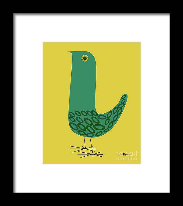 Mid Century Modern Framed Print featuring the digital art Mid Century Bird in Yellow by Donna Mibus
