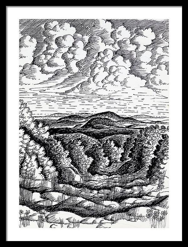 Landscapes Framed Print featuring the drawing Landscape 1 by John Kaelin