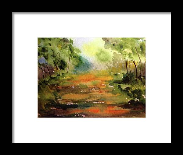 Landscape Framed Print featuring the painting Miles To Go Before I Sleep by Bonny Butler