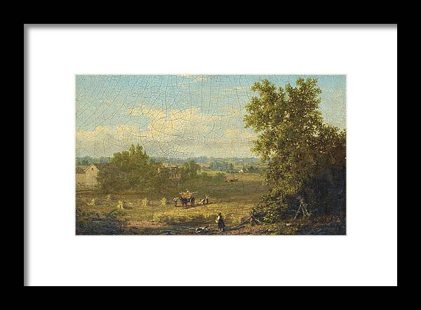 Xanthus Russell Smith Framed Print featuring the painting Landscape and Harvest in Connecticut by Xanthus Russell Smith