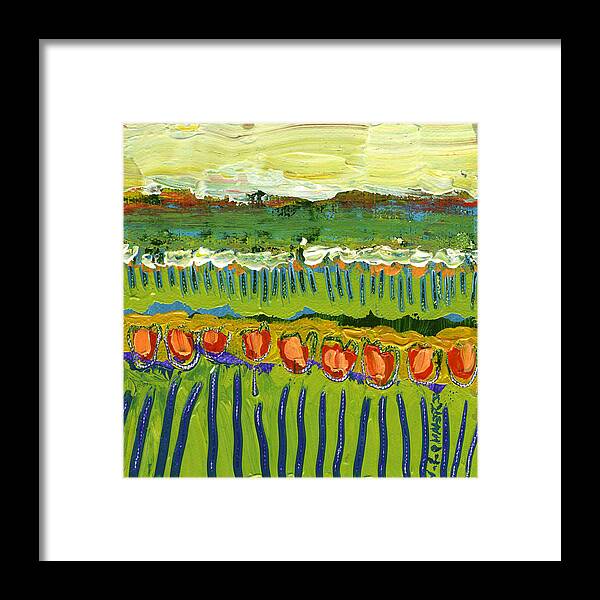 Landscape Framed Print featuring the painting Landscape in Green and Orange by Jennifer Lommers